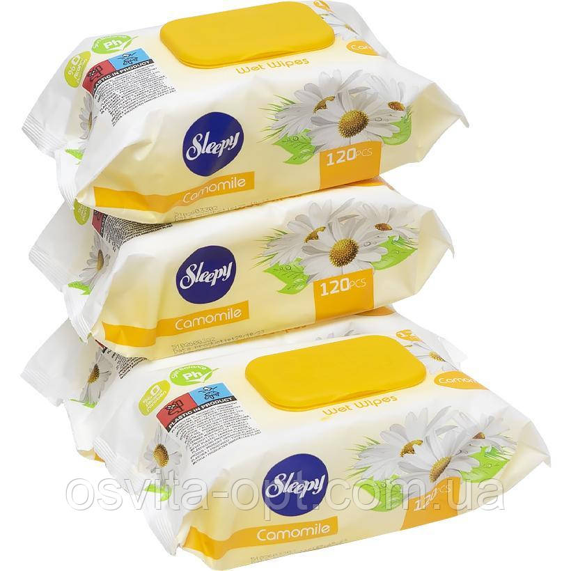 Вологі серветки ТМ SLEEPY 120шт. з клапаном