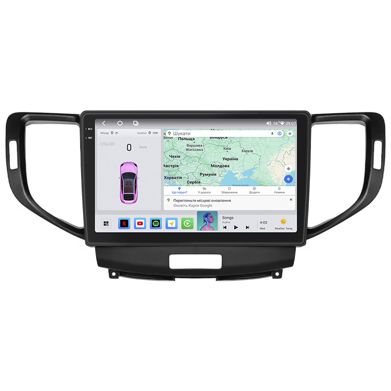 Штатна магнітола Lesko для Honda Accord VIII 2007-2011г 9" 4/64 QLED CarPlay 4G Wi-Fi GPS 360 Prime