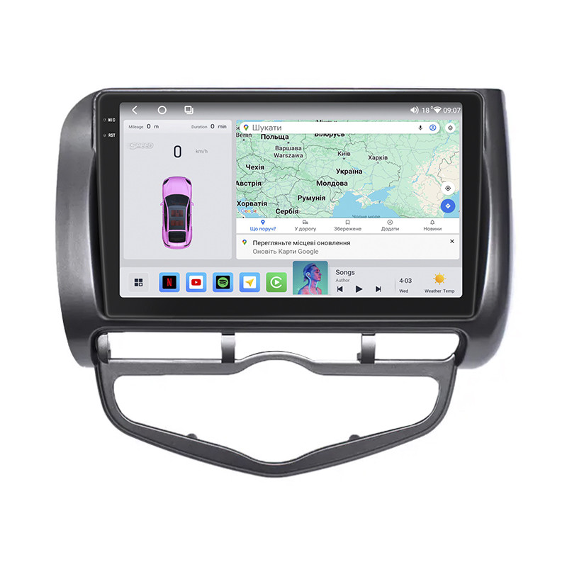 Штатна магнітола Lesko для Honda Fit I Auto AC 2001-2008г 9" 4/64 QLED CarPlay 4G Wi-Fi GPS 360 Prime