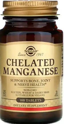 Марганець Solgar Chelated Manganese 100 tabs, фото 1
