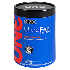 Презервативи ONE Ultra Feel, ультратонкі, з додатковим мастилом, 40 шт., подарункове паковання-тубус