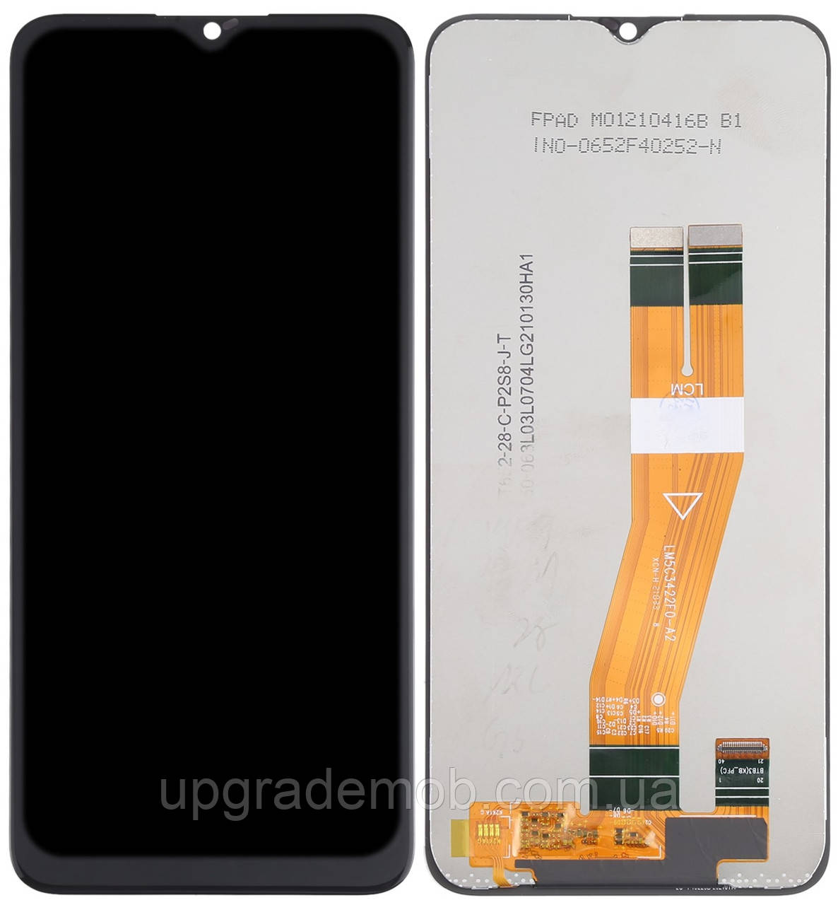 Дисплей модуль тачскрин Samsung A037 Galaxy A03s чорний 160.5 x 72 mm з жовтим шлейфом оригінал