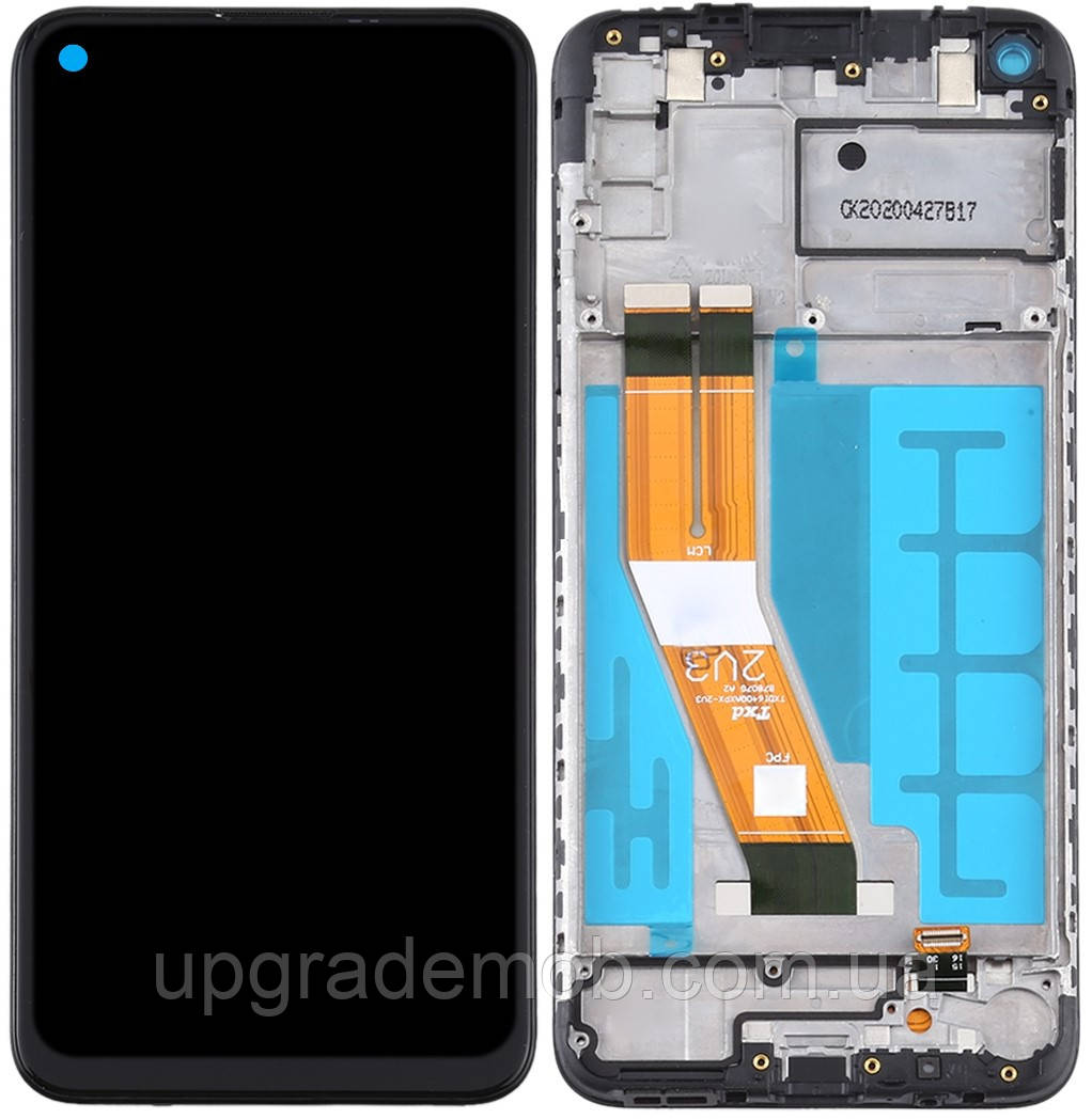 Дисплей модуль тачскрин Samsung A115 Galaxy A11/M115F версія 157.5 mm чорний оригінал з рамкою — відшарування