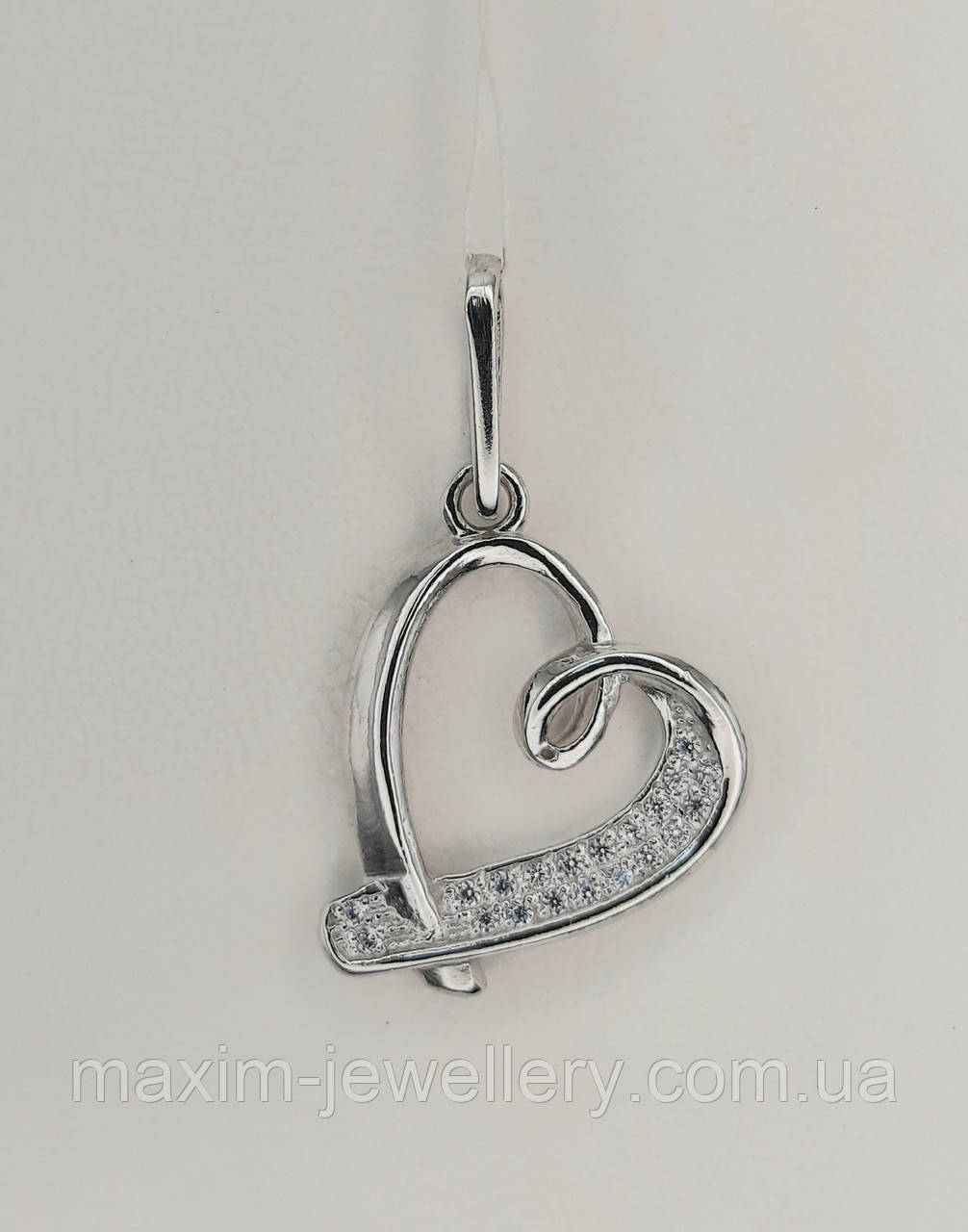Підвіска "Серце" з цирконієм зі срібла, фото 1