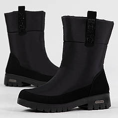 Дутики жіночі чорні з хутром на замок (3403)