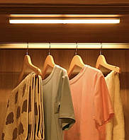 Світильник LED з датчиком руху 30 см Тепле світло, світлодіодний з акумулятором USB нічник, що перезаряджається