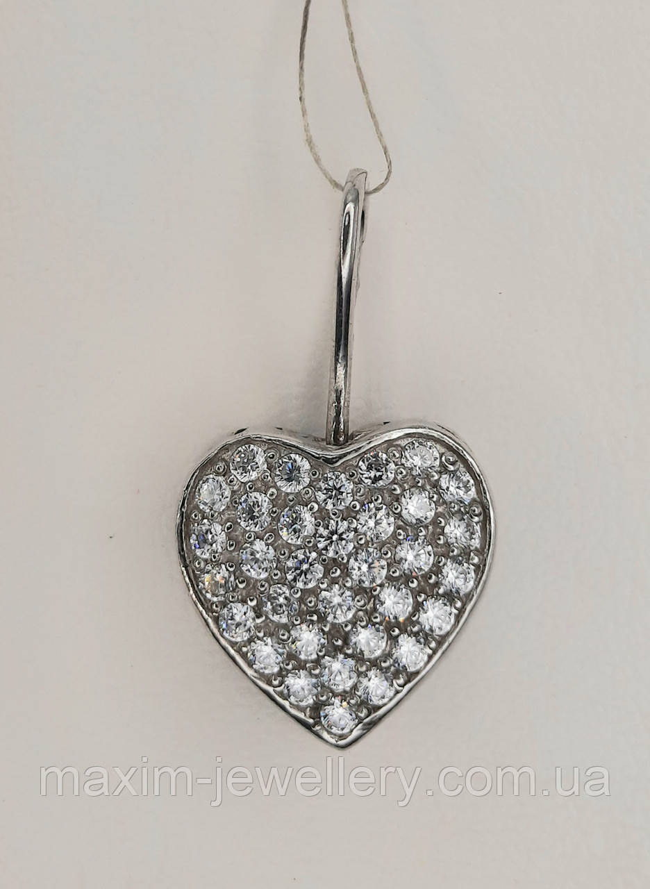 Підвіска "Серце" з цирконієм зі срібла для фото, фото 1