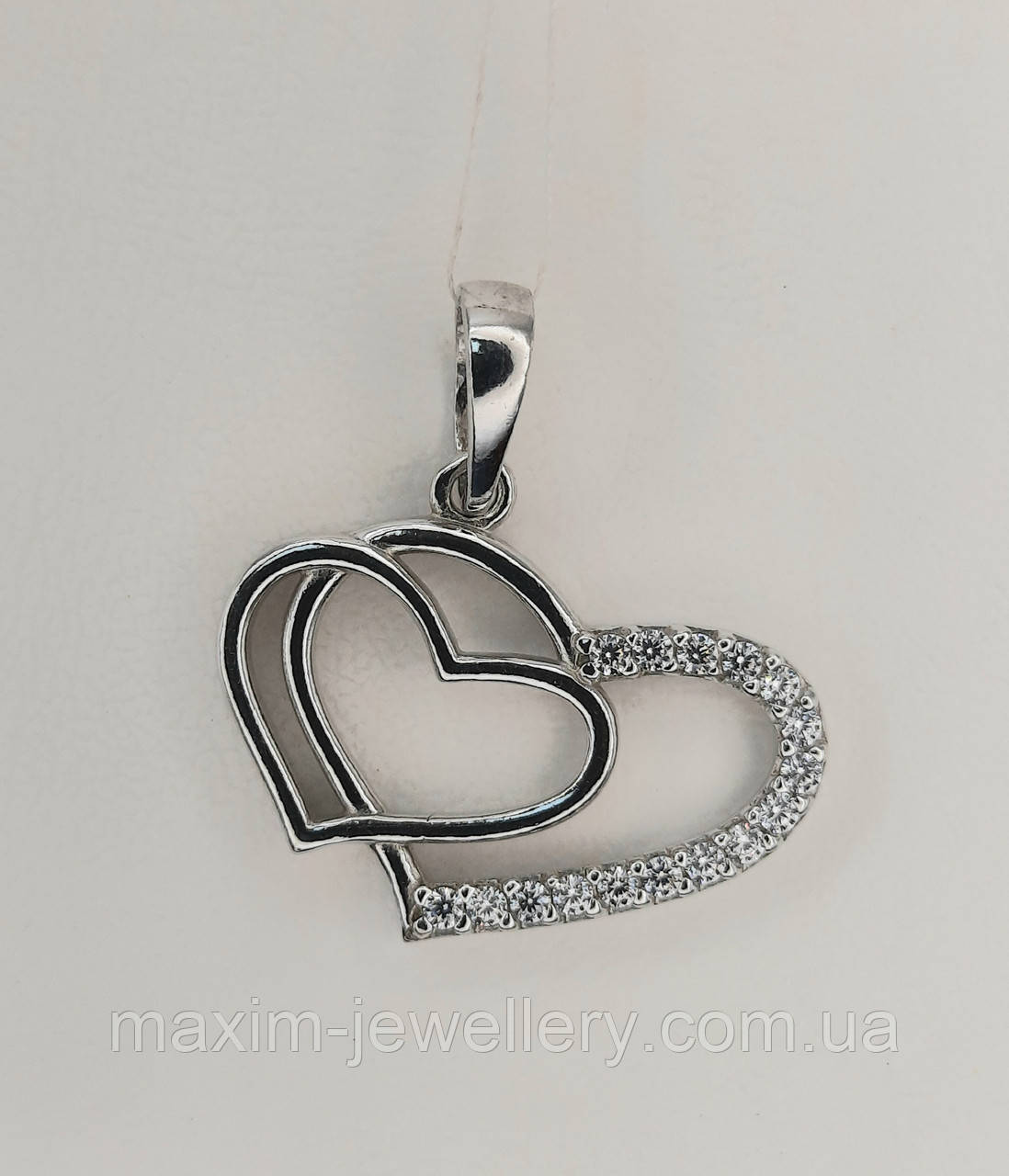 Підвіска "Серце" з цирконієм зі срібла, фото 1