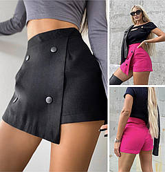 Мініспідниця-шорти модна коротка красива молодіжна, чорна, рожева, розмір 42/44, 46/48