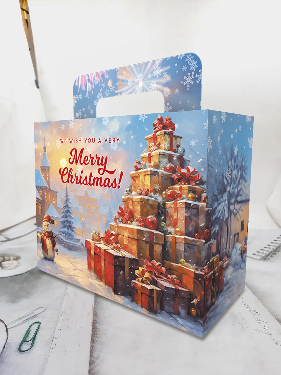 Новорічна картонна коробка для цукерок 1 кг 22*9.5*17 см