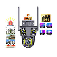 Вулична охоронна камера IP WiFi PC226 з трьома об'єктивами по 3 Мп з підсвічуванням та нічною зйомкою, фото 4