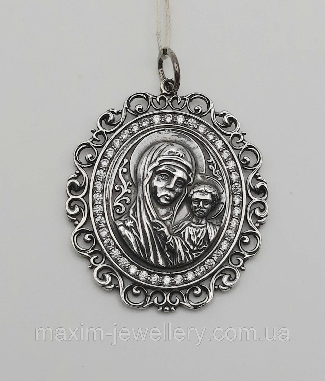 Підвіска "Богородиця з дитям" зі срібла, фото 1
