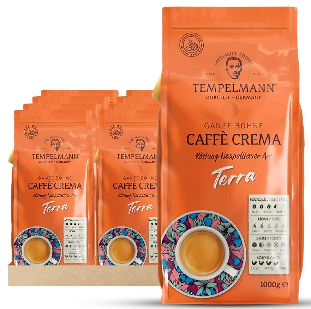 ОРИГІНАЛ! Кава в зернах Tempelmann TERRA Cafe Crema 1кг, 50/50, Німеччина, фото 1