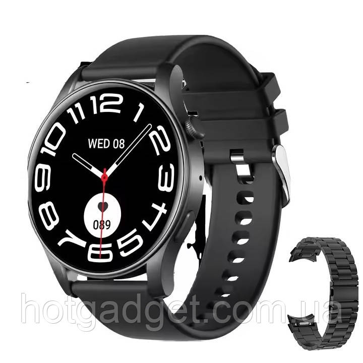 Смарт-годинник LEMFO KC88 Black (тонометр, пульсоксиметр, дзвінки) Amoled екран 2 ремінці