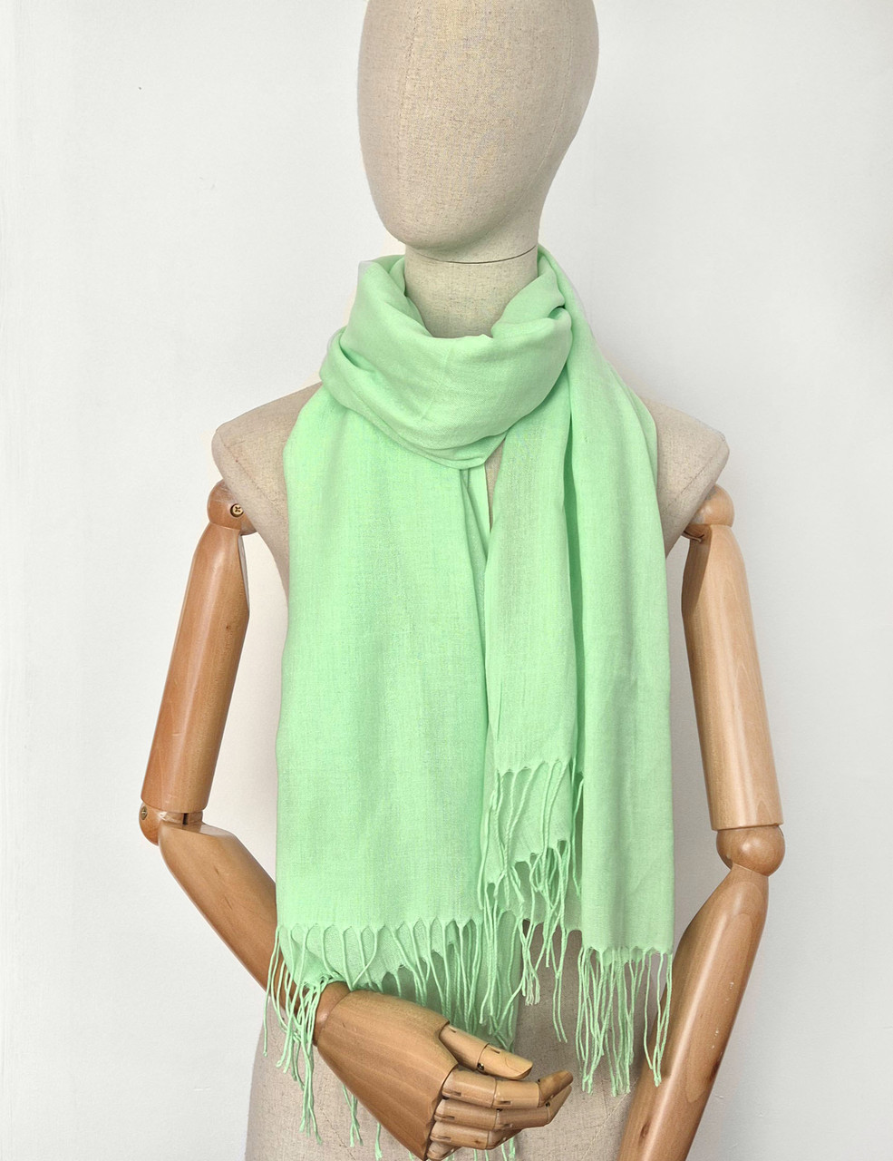Палантин осінній весняний пашміна Саманта котон салатовий, фото 1