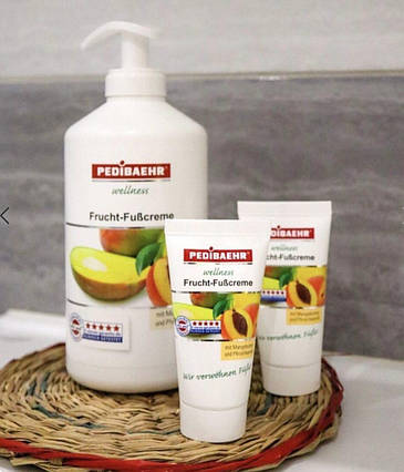 ФРУКТОВИЙ КРЕМ ДЛЯ НІГ З МАСЛОМ МАНГО І ПЕРСИКОВИМ МАСЛОМ 500 МЛ (FRUCHT-FUSSCREME) PEDIBAEHR, фото 3