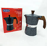 Кафеварка гейзерна Magio MG-1010 150 мл, гейзерна кавоварка для плити, кавник гейзерний, фото 6