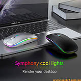 Бездротова мишка з RGB-підсвіткою 1600 DPI Bluetooth 5.2 та USB адаптером для ПК ноутбуків смартфонів і планшетів тихий хід кнопок, фото 5