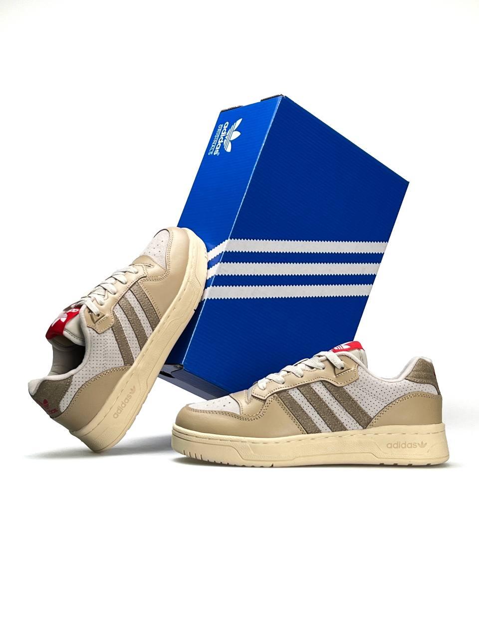 Чоловічі шкіряні кросівки Adidas Originals Forum Low Beige White, кеди чоловічі Адідас бежеві. Чоловіче взуття