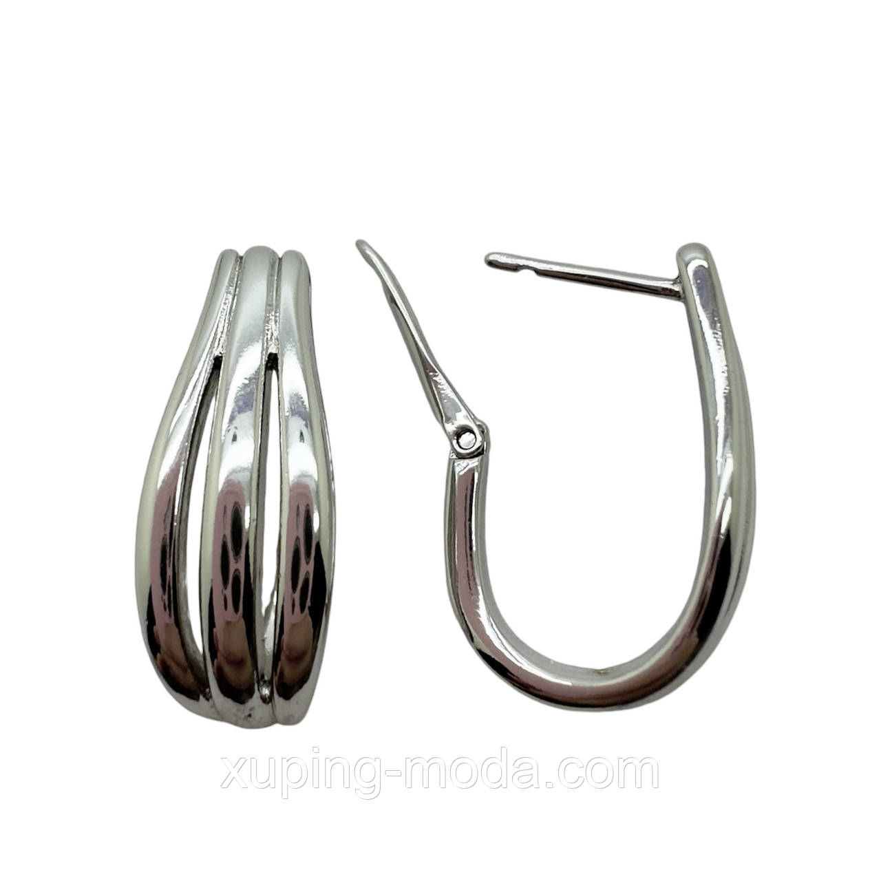 Сережки xuping. 20х9 мм. Родій, фото 1