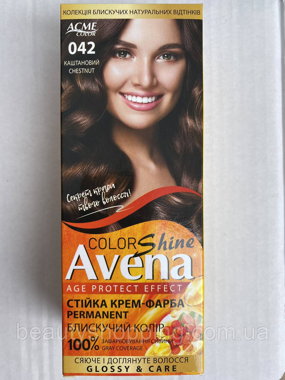 Фарба для волосся Горобина Avena Color Shine 042 Каштановий Acme Color