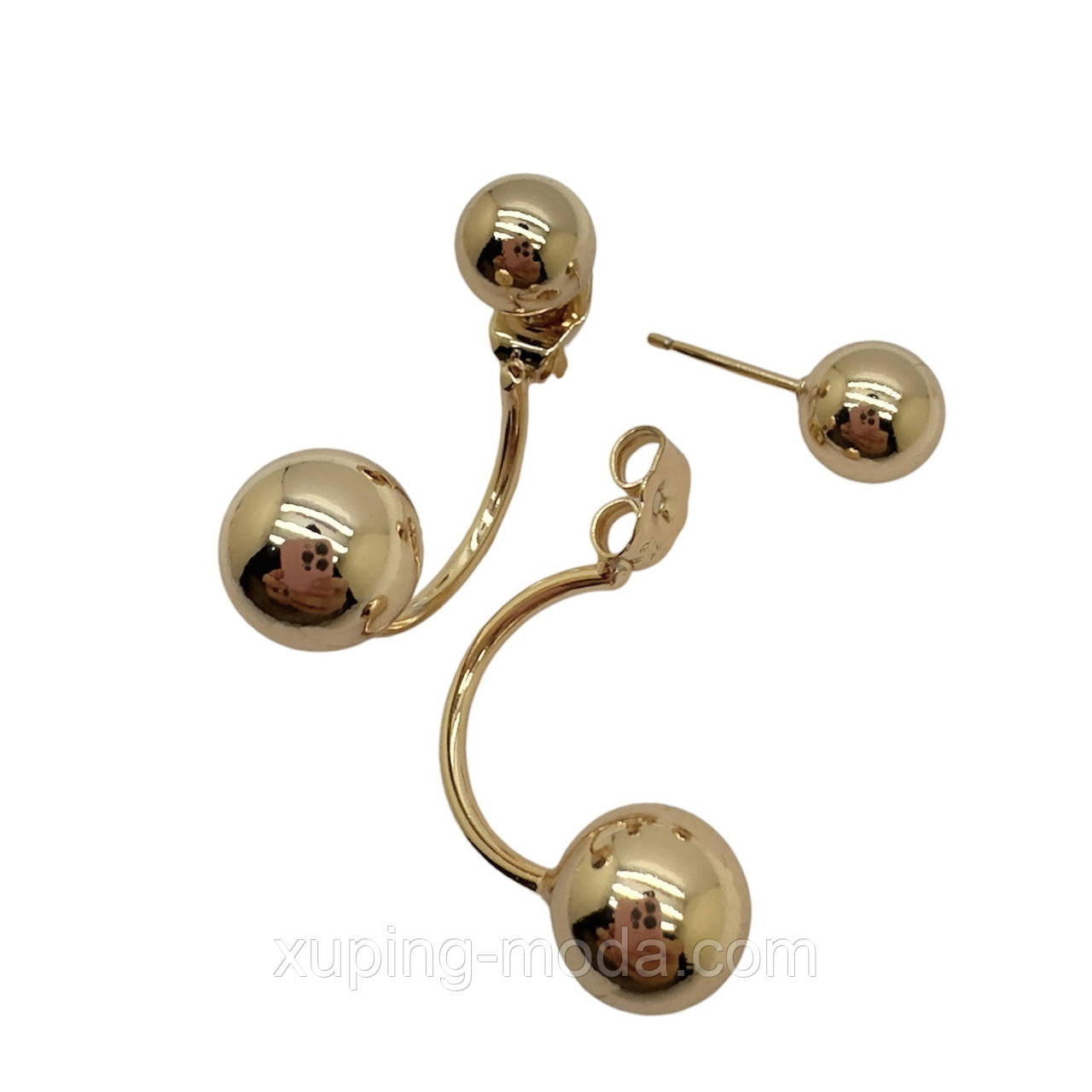 Сережки xuping. 30х8-10 мм. 18 к, фото 1