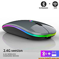 Бездротова мишка з RGB-підсвіткою 1600 DPI Bluetooth 5.2 та USB адаптером для ПК ноутбуків смартфонів і планшетів тихий хід кнопок