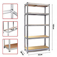 Поличний стелаж 150х70х30 см Польща 5 полиць МДФ універсальний міцний оцинкований розбірний із металу