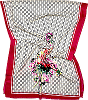 Жіночий класичний шарф палантин із натуральної бавовни. Турецький жіночий палантин з абстрактним малюнком Рожево- Молочний