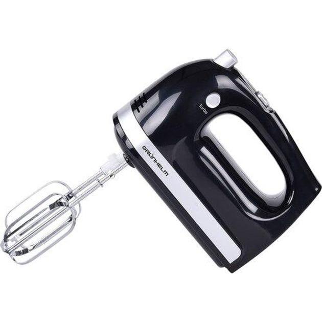 Ручний міксер Grunhelm GRM-661 кухонний міксер для дому 5 швидкостей Чорний 400 Вт, фото 1