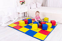 Дитячий мат - килимок ігровий 150х150х3 см з 10 кубиками шкірозамінник / поролон Тia - sport