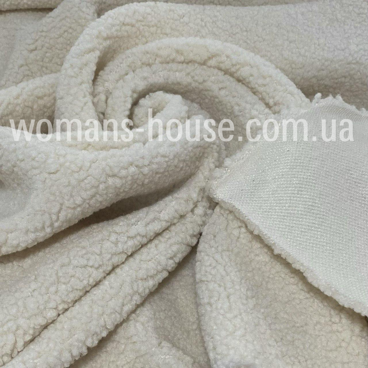 Тканина хутро Тедді кучерява на трикотажі 320 gsm 150 см Молоко 2