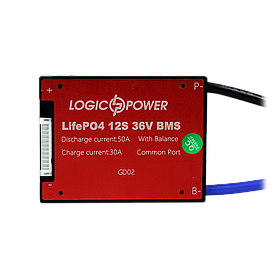 BMS плата LiFePO4 36V 12S Dis 50A Ch 30A