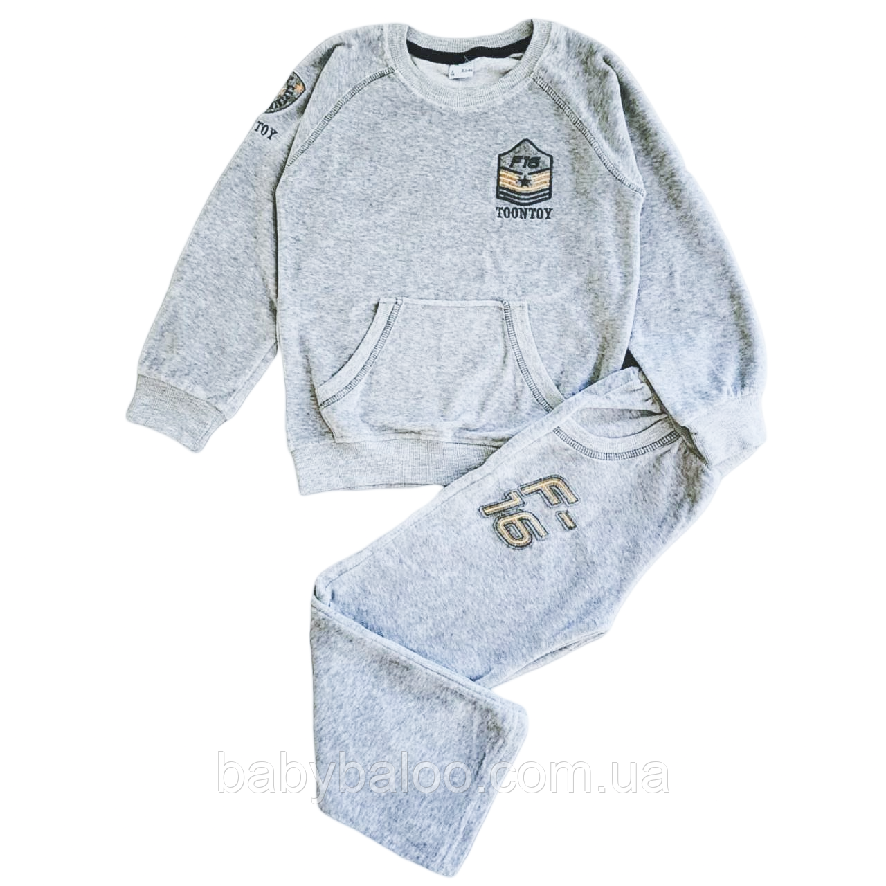 Костюм юніор велюр "Емблема TOONTOY" (від 6 до 12 років)  - арт. 29120666