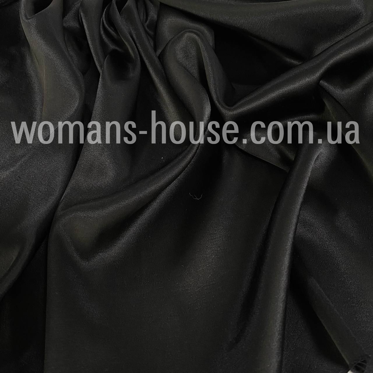 Атлас Шовк щільний стрейч Туреччина 150 см 240 grm Чорний, фото 1