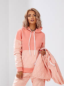 Жіночий спортивний костюм-трійка з жилетом теплий комплект худі з капюшоном стильний повсякденний на дівчину