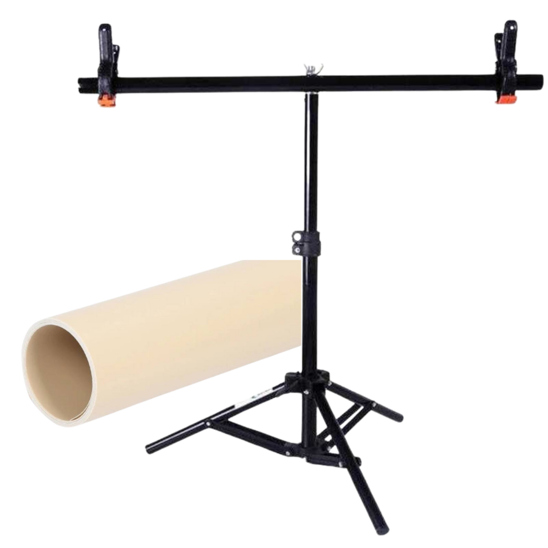 Комплект тримач фону + бежевий ПВХ Фон 70×140 см Profi-light
