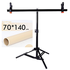 Комплект тримач фону + бежевий ПВХ Фон 70×140 см Profi-light, фото 2