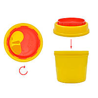 0,7 л контейнер для утилізації голок та медичних відходів, пластиковий, круглої форми, жовтий з червоною кришкою