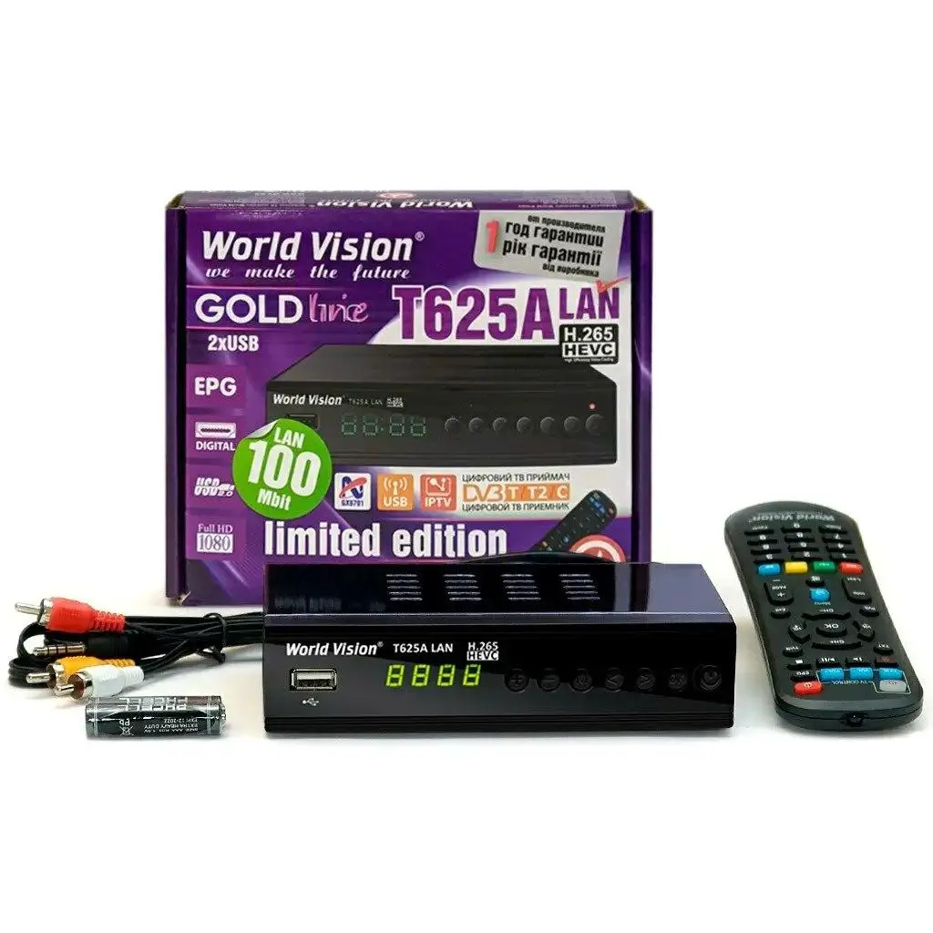 Цифровий ефірний приймач Vision T625A LAN з екраном DVB-T2 IPTV/YouTube/LAN/Wi-Fi/MP4/4K/1080., фото 1