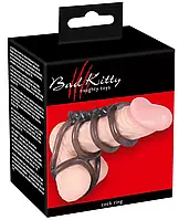 Насадка на член і мошонку із шести кілець чорного кольору Bad Kitty Кайф