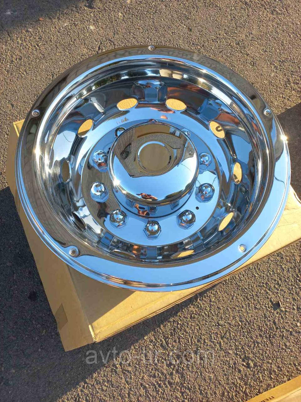 Колпак колеса глубокий задний 22.5 (нержавійка) ведуча вісь Колпак задний 22.5 Ковпак на автобус 22.5, фото 1