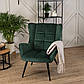 Елегантне велюрове крісло Vincent зелене на чорних дерев'яних ніжках у кімнату лофт, фото 2