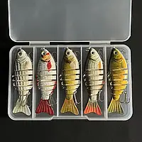 Воблер карась Набор из 5 многосекционных воблеров приманка с тройниками