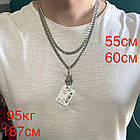 Чоловічий комплект герб України із мечами та ланцюжок  із чорнінням срібло 925 проба, фото 7