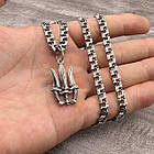 Чоловічий комплект герб України із мечами та ланцюжок  із чорнінням срібло 925 проба, фото 3