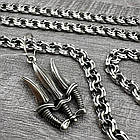 Чоловічий комплект герб України із мечами та ланцюжок  із чорнінням срібло 925 проба, фото 2