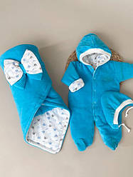 Комплект на виписку для новонародженого з пологового будинку набір Весна-Осінь Prince синій