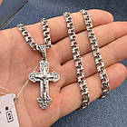 Комплект ланцюжок плоский бісмарк та православний хрест срібло із чорнінням 925 проба, фото 2