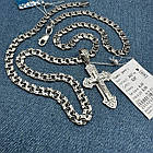 Комплект ланцюжок плоский бісмарк та православний хрест срібло із чорнінням 925 проба, фото 4